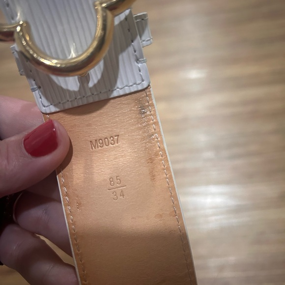 LOUIS VUITTON White Epi Leather Belt Size 85/34 - Picture 5 of 9